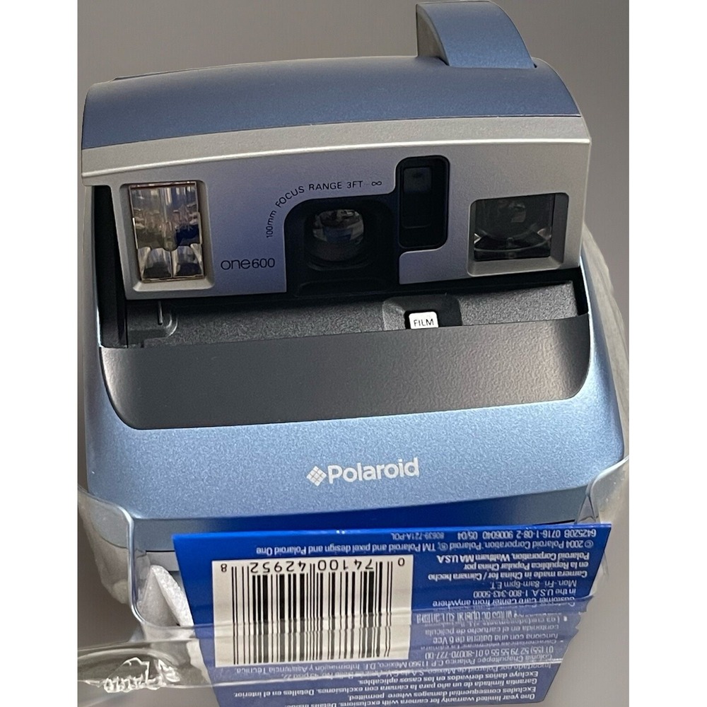 Polaroid One600 Classic Instant Film Camera Blue Silver 6425208 Focus Free Flash